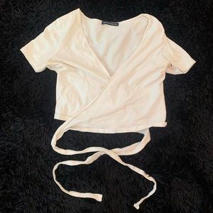 brandy melville white wrap top